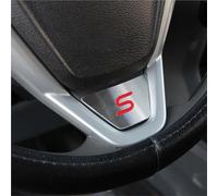 CTAB Car Steering Wheel St Logo Cover Sticker For Ford New Fiesta Ecosport 2009 2010 2011 2012 2013 2014 2015 Accessories(Aluminum S Red)