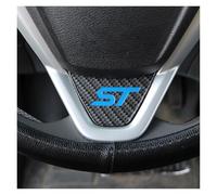 CTAB Car Steering Wheel St Logo Cover Sticker For Ford New Fiesta Ecosport 2009 2010 2011 2012 2013 2014 2015 Accessories(Carbon Fiber St Blue)