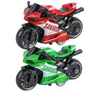 CTALBFF 2PCS Scale Model Motorcycle Toy, Highly Simulation Motorbike Model,Vehicle Gift for 10 Plus Year Old Kids, Boys & Girls Motorcycle Set(Red & Green)