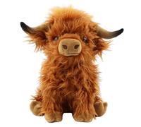 CTALBFF Highland Cow Stuffed Animal, Realistic Highland Bull Plush Toy, Brown, 25CM