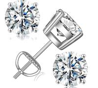 Ctarlitu Moissanite Stud Earrings, 0.2CT-4.0CT /Pair D Color VVS1 Clarity Lab Created Diamond Earrings 925 Silver Screw Back Moissanite Earrings for Women Men