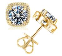 Ctarlitu Moissanite Stud Earrings, 0.6CT-2.0CT /Pair D Color VVS1 Clarity Brilliant Lab Created Diamond Earrings 925 Silver Screw Back Halo Stud Earrings Moissanite Earrings for Women Men