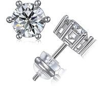 Ctarlitu Moissanite Stud Earrings 1.0CT-3.0CT /Pair D Color VVS1 Clarity Brilliant Lab Created Diamond Earrings 925 Sterling Silver 6 Prongs Stud Earrings Moissanite Earrings for Women Men