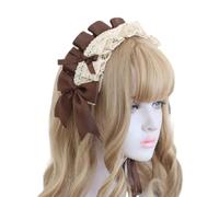 CTCOIJRN Lolita accessoriesLace Bowknot Headdress Lolita Headband Sweet and Cute Handmade Hair Accessories,Brown Headbands