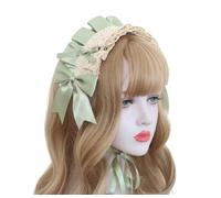 CTCOIJRN Lolita accessoriesLace Bowknot Headdress Lolita Headband Sweet and Cute Handmade Hair Accessories,green One Size Headbands