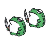 Ctctoo 2pcs Fat Frog with Knife Embroidered Iron on Patches for Clothing, Sew on/Iron on Patches for Clothing, T-Shirts, Jackets, Backpacks, Jeans, Hats, Clothes Decorations