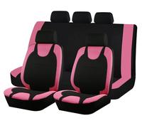 CTCYWLWAYZ Car Seat Cover Universal Breathable Polyester Fabric Car Seat Covers Full Set Fit Most Car SUV Truck Van Interior Accessories(Pink 5 Seat)