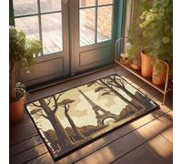CTDF Autumn Door Mats Outdoor Vintage Parisian Eiffel Tower Amidst Autumn Trees Doormat Front Doormat Fun Door Mat(50X80CM)