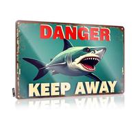 CTDF Bar Accessories For Man Cave Dangerous Shark Warning: Keep Away From The Depths! Tin Sign Cool Room Accessories For Teens Boys Backyard Bar(20X30CM)