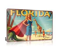 CTDF Beer Tin Signs Vintage Sets Florida Dream: A Tropical Adventure With Wildlife And Beach Fun Tin Sign Tin Sign Decor Tin Sign For Man Cave(30X40CM)