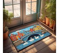 CTDF Boys Bedroom Accessories Colorful Canal: Swans Under The Bridge Doormat Bar Stuff For Man Cave Teen Room Decor(50X80CM)