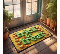 CTDF Door Decorations For Bedroom Halloween Fun: Pumpkin Faces Around 'Trick Or Treat' Doormat Holiday Rug Spring Doormat Outdoor Entrance(50X80CM)