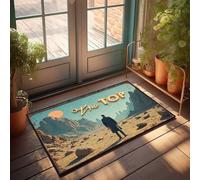 CTDF Door Mats Outdoor Large Man In Suit Stands Before Vast Desert Landscape With 'The Top' Te Doormat Front Doormat Fun Door Mat(40X60CM)