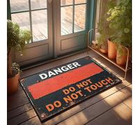 CTDF Fall Outdoor Mats For Front Door Rusty Warning Sign: Danger - Do Not Touch Doormat Decorations For The Kitchen Funny Bar Decor(65X90CM)