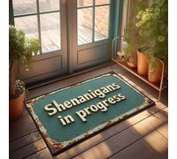 CTDF Farm Bath Mat Rusty Sign: Shenanigans In Progress Doormat Porch Rugs Outdoor Waterproof Out Door Mat Outdoor(50X80CM)
