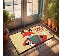 CTDF Farmhouse Front Door Mat Fox Playing Accordion: The Monkey Marches Made In Sweden Doormat Bathroom Rug Sets Cave Man Bar(50X80CM)