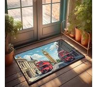 CTDF Farmhouse Front Door Mat London Streets: Red Buses, Big Ben, And Historical Architecture Doormat Bathroom Rug Sets Cave Man Bar(40X60CM)