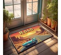 CTDF Farmhouse Front Door Mat Open Road Adventure: Driving Through The Desert Sunset Doormat Bathroom Rug Sets Cave Man Bar(65X90CM)