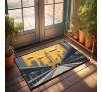 CTDF Funny Floor Mats For Front Door Golden Clock Tower At The Train Station Doormat Outdoor Mats For Home Entrance Mats For Sleeping O(40X60CM)