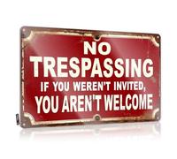 CTDF Funny Garage Signs For Men Strict Warning: No Trespassing - Uninvited Guests Not Welcome! Tin Sign Bar For Man Cave Home Tin Sign(30X40CM)