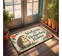 CTDF Funny House Decor Welcome To The Hedgehog Haven: A Whimsical Floral Sign Doormat Door Mats Outdoor Entrance Funny Doormats Outdoor(40X60CM)
