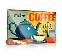 CTDF Funny Sarcastic Signs Make Coffee, Not War: A Vintage Tea Pot And Cup Advertisement Tin Sign Decaor Sign Beer Bar Metal Sign(20X30CM)