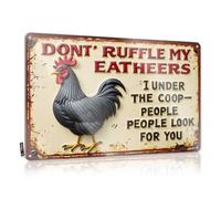 CTDF Funny Tin Metal Signs Rustic Rooster Warning Sign: Don'T Ruffle My Feathers! Tin Sign Decaor Sign Vintage Tin Signs Funny(20X30CM)