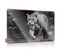 CTDF In Home Bar Signs Leopard Stalking Through The Shadows: A Dramatic Wildlife Scene Tin Sign Vintage Signs Metal Tin Signs Camping Rules(20X30CM)