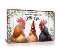 CTDF In Home Bar Signs Live Like Someone Left Her Gate Open: A Colorful Rooster Trio Cel Tin Sign Pool Zone Tin Sign Funny Home Bar Signs(30X40CM)