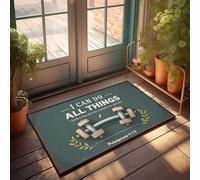 CTDF Inside Door Mats For Home Entrance Motivational Fitness Quote: 'I Can Do All Things' With Wooden Dum Doormat Outdoor Mats For Patio Waterproof Home Entrance De(65X90CM)