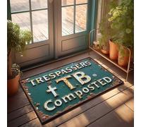 CTDF Man Cabe Decor Rusty Warning Sign: Trespassers + Tb Composted Doormat Outdoor Layering Rugs Front Door Gaming Room Acces(65X90CM)