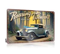 CTDF Man Cave Accessories And Decor Roaring Twenties: Vintage Car In The Forest Tin Sign Vintage Bar Decor Coffee Sign Decor(20X30CM)