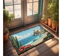 CTDF Mat In House Monaco: A Mediterranean Coastal Paradise With Castle And Sea Doormat Weather Mats For House Emo Room Decor(65X90CM)