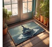 CTDF Men Decor Free Battle: The Mighty Ship Sails On Doormat Funny Decor For Bar Funny Room Decor(65X90CM)