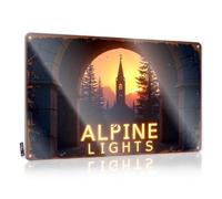 CTDF Metal Bar Signs Alpine Lights: A Serene Sunset Through Ancient Stone Archway Tin Sign Man Cave Wall Decor Funny Plaques For Men(30X40CM)