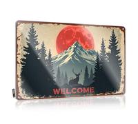 CTDF Personalized Bar Signs Welcome To The Mystical Forest Under The Blood Moon Tin Sign Bar Mirrors For Man Cave Tin Sign Decor(20X30CM)