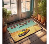 CTDF Personalized Welcome Mat Vintage Road Trip: 'Don'T Follow Me, I Do Stupid Things' Doormat Doormat Outdoor Entrance Retro Decor(65X90CM)