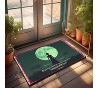CTDF Stuff For Boys Room Silhouette Under The Green Moon: A Mystical Night Scene Doormat Indoor Welcome Mat Outdoor Winter Rug(50X80CM)
