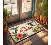 CTDF Summer Front Door Mat Welcome To Paradise: Hummingbirds And Tropical Flowers Doormat Spring Outdoor Mat Fall Kitchen Rugs And Mats(40X60CM)