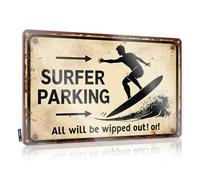 CTDF Tin Decor Surfer Parking: Master The Wave Or Face The Churn! Tin Sign Backyard Bar Decor Beer Tin Signs Vintage Sets(30X40CM)
