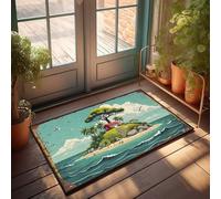 CTDF Welcome Mats Outdoor Funny Island Paradise: A Serene Coastal Retreat Doormat Small Outdoor Mat Farmhouse Bath Mat(50X80CM)
