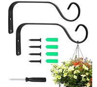 CTDMJ 2 Pack Hanging Basket Bracket, Hanging Plant Bracket, Wall Hook Plant Hanger, Wrought Iron Wall Hooks, 6 Inch Decorative Hooks for Indoor Planter Lantern, Outdoor Bird Feeder Wind Chime(Black)