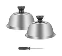 CTDMJ 2PCS Burger Cover Dome 16 X 9 cm Burger Cloches Burger Cloche Metal Burger Cover with Screwdriver Burger Cooking Cover Dome Burger Cover to Melt Cheese for Cheeseburger Barbecue Steak