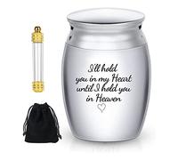 CTDMJ 2PCS Small Urns for Ashes, Cremation Jewelry, Keepsake, Stainless Steel Metal Funeral Urn, Mini Cremation Urn for Pet or Human Ash - No Longer By My Side, But Forever In My Heart