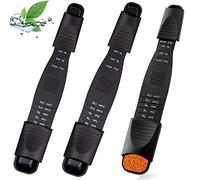 CTDMJ Adjustable Measuring Spoon Set 3 Pcs Black ABS Plastic Measuring Spoon 9 Stalls Double End Dosing Spoon for Sugar/Salt/Coffee/Milk Powder/Protein Powder