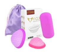 CTDMJ Menstrual Disc Set of 2 (S & L) with Storage Bag, Flat-fit Cup, Reusable, Medical-Grade Silicone, Soft Period Disc, Feminine Hygiene & Care, Menstrual Cups,Tampon, Pad Alternative(Purple)