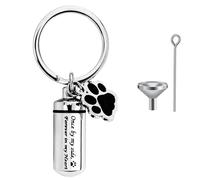 CTDMJ Stainless Steel Dog Paw Cremation Keepsake Keychain, Mini Memorial Ashes Urn