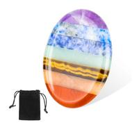 CTDMJ Worry Stone for Anxiety 7 Chakra Healing Crystals Thumb Worry Stone Healing Crystal Pocket Palm Stone Natural Gemstones Crystal Gifts for Women Meditation Reiki Balancing Anxiety Stress Relief