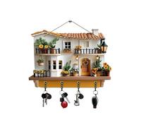 CTDWNT Cute Key Holder, Sunflower Cottage Decorative Key Holder for Wall with 4 Key Hooks,Wall Mount Design Decoration, Porch Decoration, Room Decoration, Villa Decoration