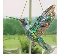 CTDWNT Hummingbird Stained Glass Suncatcher,Bird Sun Catchers Indoor Window,Hummingbird Kingfisher Double Side Glass Panel Window Hanging Decor,Acrylic Birds on Branch Gifts for Bird Lovers